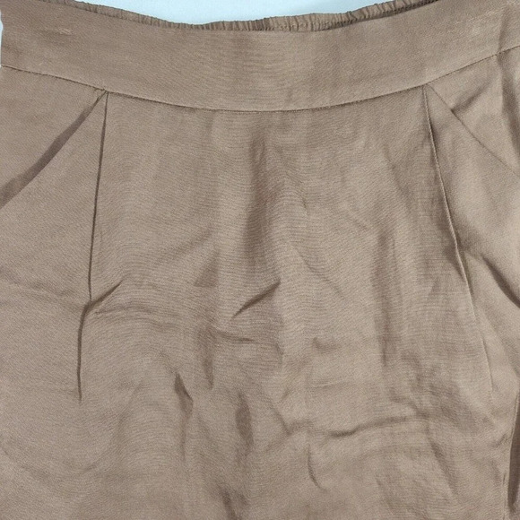 Ann Taylor Brown Pencil Straight Skirt Women Size 0 Rayon Linen Pocket Lined - Picture 3 of 8